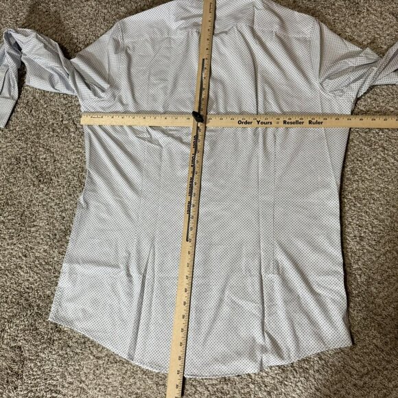 Mizzen+Main Shirt Mens XL Tall White Leeward Trim Fit LS Micro Print 1WS-1188 - Picture 7 of 9